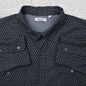 REACTION Kenneth Cole Shirt Mens 4XL Black Geometric Mobility Woven Stretch L/S